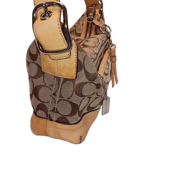 Coach Signature Monogram 9363 Vintage Leather and Canvas Brown/Beige Hand Bag - Picture 7 of 15